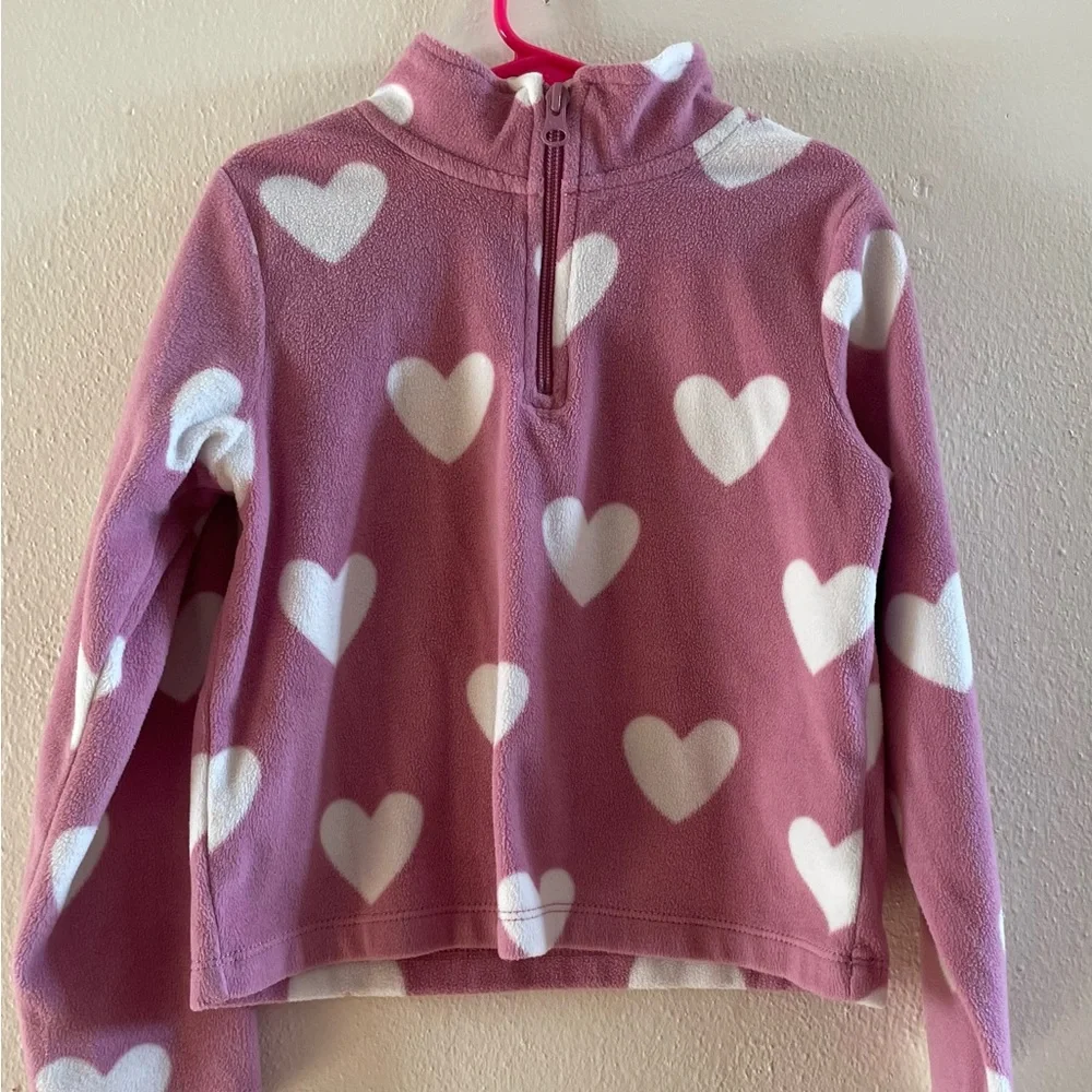 The Children’s Place Pink Heart Fleece Half-Zip Pullover Sweater Toddler 5/6
